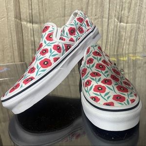 Vans Unisex Slip on skate shoes red floral